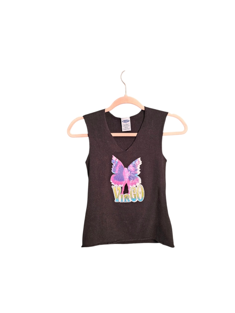 Vintage Y2K Old Navy Black VIRGO Butterfly Tank Top sz S Women's Winx Club BRATZ